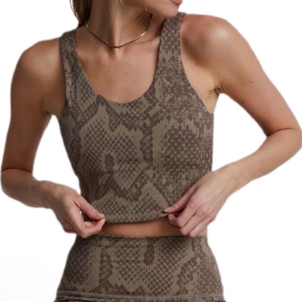 Varley Lets go walker sports bra tank-size small-khaki snake print